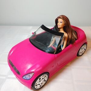 (3/$20) Mattel Bright Pink Convertible Doll Car and 2011 Barbie